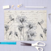 Französische Script-Wildblume Dragonfly Decoupage Seidenpapier (Handwerk)