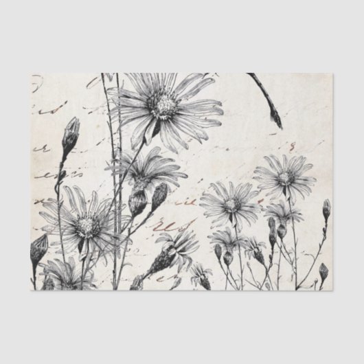 Französische Script-Wildblume Dragonfly Decoupage  Seidenpapier (Vorderseite)