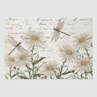 Französische Script-Wildblume Dragonfly Decoupage Seidenpapier
