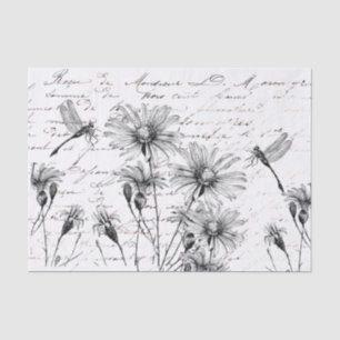 Französische Script-Wildblume Dragonfly Decoupage  Seidenpapier
