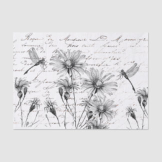 Französische Script-Wildblume Dragonfly Decoupage Seidenpapier