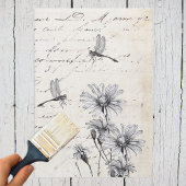 Französische Script-Wildblume Dragonfly Decoupage  Seidenpapier