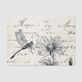 Französische Script-Wildblume Dragonfly Decoupage  Seidenpapier