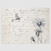 Französische Script-Wildblume Dragonfly Decoupage Seidenpapier (Vorderseite)