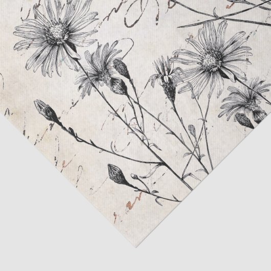 Französische Script-Wildblume Dragonfly Decoupage Seidenpapier (Ausschnitt)