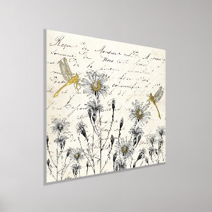 Französische Script-Wildblume Dragonfly Meadow Vin Foliendrucke