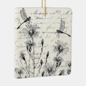 Französische Script-Wildblume Dragonfly Weihnachts Keramikornament (Rechts)