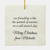 Französische Script-Wildblume Dragonfly Weihnachts Keramikornament (Rückseite)