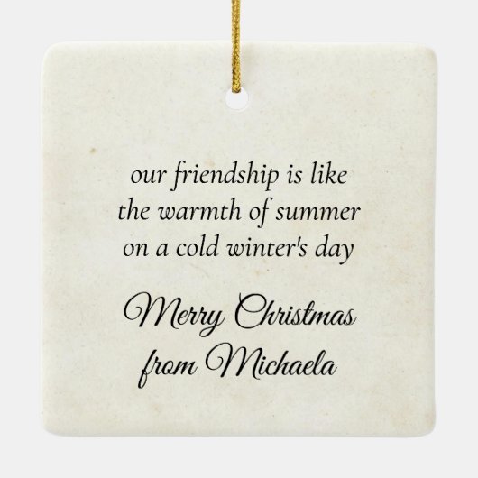 Französische Script-Wildblume Dragonfly Weihnachts Keramikornament (Rückseite)