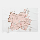 Französische Sehenswürdigkeit-Karte O Frankreich Geschirrtuch (Horizontal)