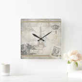 Französische Shabby Chic-Uhr Quadratische Wanduhr (Zuhause)