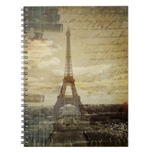 Französische Skripte moderner Vintager Turm Paris Notizblock