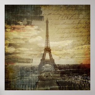 Französische Skripte moderner Vintager Turm Paris Poster