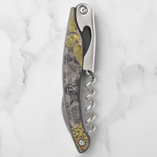 Französische Speisekarte "Vin" Elegant Corkschraub Kellnermesser (Rückseite)