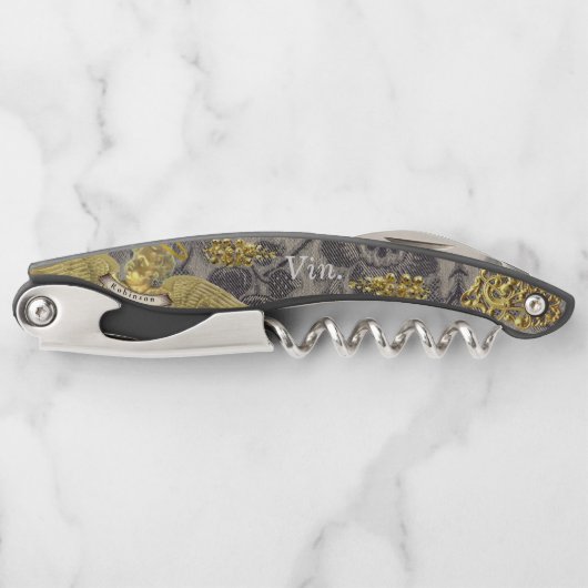 Französische Speisekarte "Vin" Elegant Corkschraub Kellnermesser (Vorderseite)