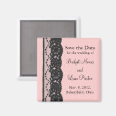 Französische Spitze Save the Date Magnet (rosa) (Vorderseite/Rückseite)