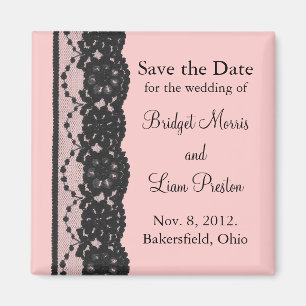 Französische Spitze Save the Date Magnet (rosa)