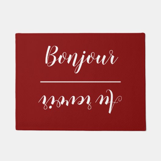 Französische Sprache Hallo Auf Wiedersehen Willkom Fußmatte (Vorderseite)