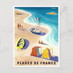 Französische Strände Vintage-Reise Postkarte