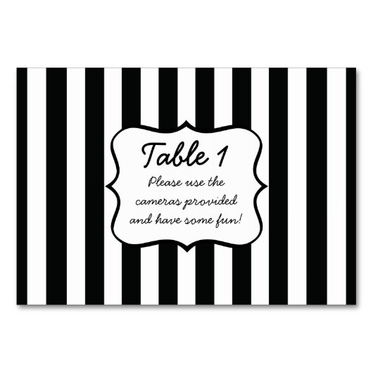 Französische Streifen in Schwarz Tischnummer (Rückseite)