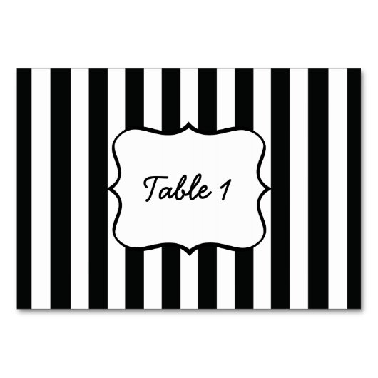 Französische Streifen in Schwarz Tischnummer (Vorderseite)