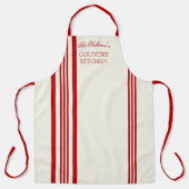 Französische Stripe - Rot| Aus weißem Namen Schürze (Vorderseite)