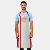 Französische Stripe - Rot| Aus weißem Namen Schürze (Getragen)