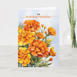 Französische Tagetes zum Geburtstag im Oktober Bon Karte