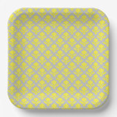 Französische Tapestry Bright Yellow Light Gray Wed Pappteller (Vorderseite)