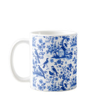 Französische Tasse Vintag Blue & White Floral Kaff