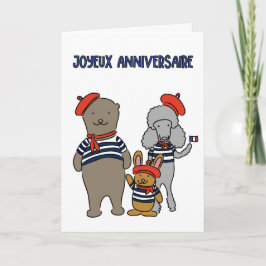 Französische Tierfreunde Joyeux Anniversaire Gebur Karte