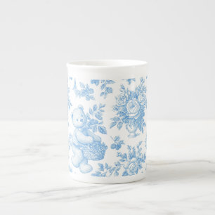Französische Toile-Blumen-Bären-Baby-Party Porzellantasse