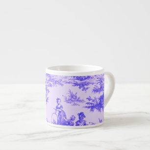 Französische Toile de Jouy blau-weiß elegant Espressotasse