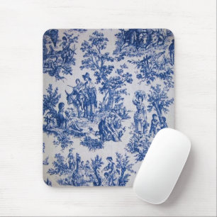 Französische Toile de Jouy blau-weiß elegant Mousepad