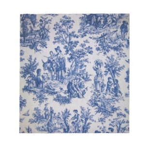 Französische Toile de Jouy blau-weiß elegant Notizblock