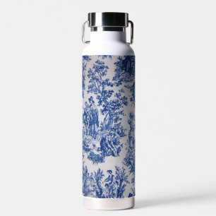 Französische Toile de Jouy blau-weiß elegant Trinkflasche