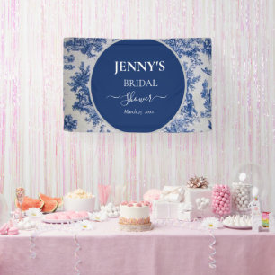 Französische Toile de Jouy Blau-Weiße Babyparty Banner