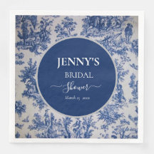 Französische Toile de Jouy Blau-Weiße Brautparty