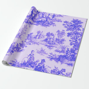 Französische Toile de Jouy blau-weiße Decoupage Geschenkpapier