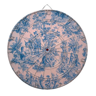 Französische Toile de Jouy rosa und blau elegant Dartscheibe