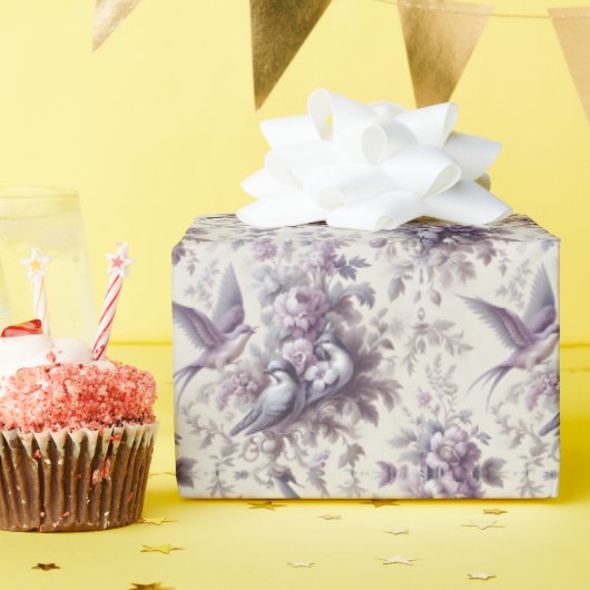 Französische Toile Fleurie Birds Geschenkpapier (Geburtstagsparty)
