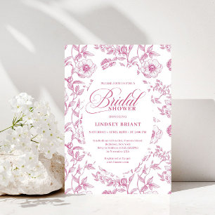 Französische Toile-Rosen Staubrosa Hochzeitsdusche Einladung