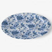 Französische Toile & Toile de Jouy. Blau. Pappteller (Schrägansicht)