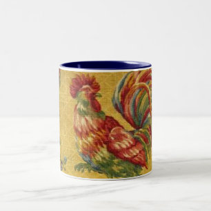 Französische Ton-Kaffee-Tasse des Land-Goldhahn-2 Zweifarbige Tasse