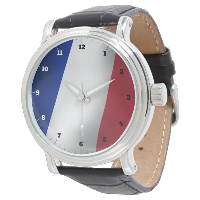 FRANZÖSISCHE TRICOLOR FLAG WATCH ARMBANDUHR (Schrägansicht)