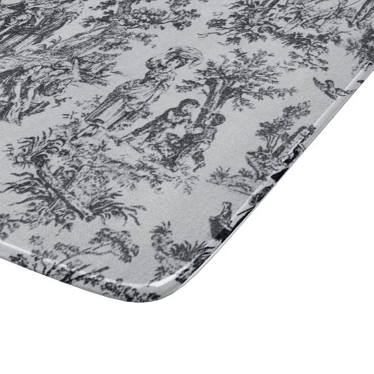 Französische Tüte aus schwarz-weißem elegantem Gla Schneidebrett (Ecke)