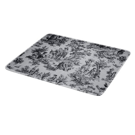 Französische Tüte aus schwarz-weißem elegantem Gla Schneidebrett (Ecke)