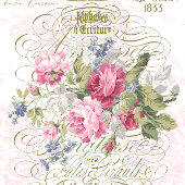 Französische Typografie mit Rose KronGold-Decoupag Seidenpapier