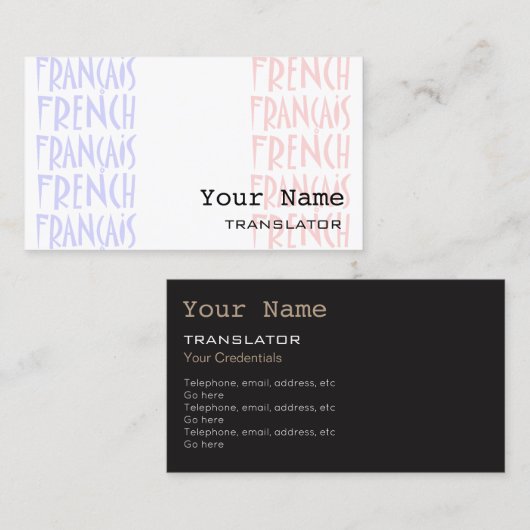 Französische Übersetzer-oder Visitenkarte (Vorne/Hinten)