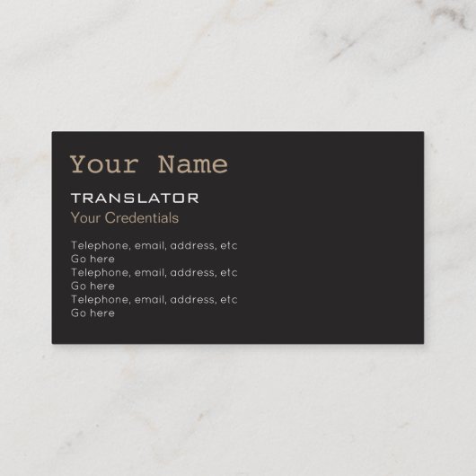 Französische Übersetzer-oder Visitenkarte (Rückseite)